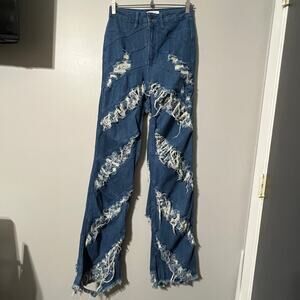 AP Blue by Aphrodite Jeans 9/29 Heavy Distressed Denim Shredded